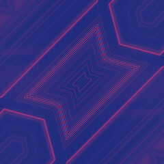 Poster - 3d rendering digital illustration with geometric light pattern of burning red neon lines on dark blue background
