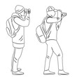 male photographers, sketch on white background vector