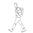 man with backpack, sketch on white background vector