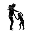 silhouette of a mother playing with her son on a white background vector