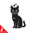 Cute cat in love vector glyph icon
