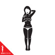 Woman with scar on belly from cesarean section vector glyph icon