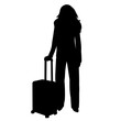 silhouette woman with suitcase on white background vector
