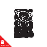 Fototapeta Nowy Jork - Cute teddy bear sleeping cartoon vector glyph  icon
