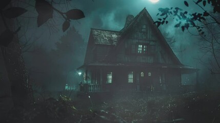 Wall Mural - the atmosphere around the old house at night . seamless looping time-lapse virtual video Animation Background.