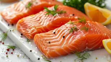 Closeup of raw salmon steak skin on white background perfect for seafood. Concept Food Photography, Raw Salmon, Seafood Closeup, White Background, Fresh Ingredients