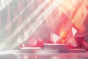 Wall Mural - Pink and white geometric shapes on a white background