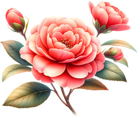 Wall Mural - Amazing rose flower isolated on a transparent background. Cut out, close-up.