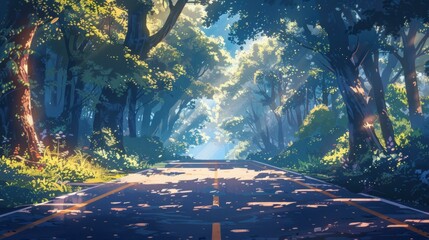 Wall Mural - The Road Through the Forest