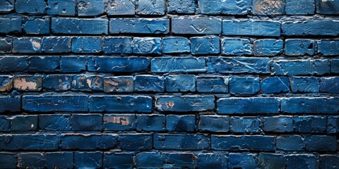 Wall Mural - Blue painted brick wall texture background