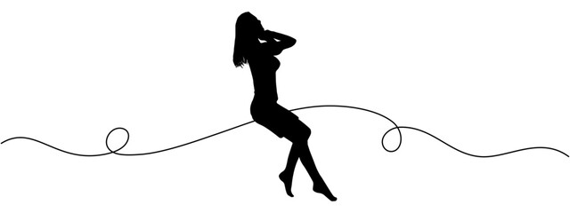 Wall Mural - Illustration silhouette of a female sitting of  vector