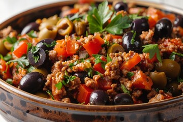 Wall Mural - Cuban Picadillo with ground beef and olives