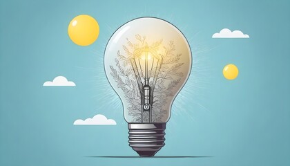 Wall Mural - light bulb idea concept create with ai