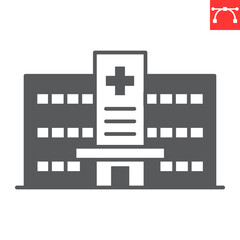 Aufkleber - Hospital glyph icon, building and architecture , clinic center vector icon, vector graphics, editable stroke solid sign, eps 10.