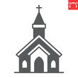 Church glyph icon, building and architecture , chapel vector icon, vector graphics, editable stroke solid sign, eps 10.