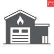 Fire station glyph icon, building and architecture, firehouse vector icon, vector graphics, editable stroke solid sign, eps 10.