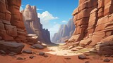 Fototapeta  - A serene rocky desert canyon with towering cliffs