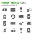 Payment method glyph icon set, electronic money collection, vector graphics, logo illustrations, contactless payment vector icons, online banking signs, solid pictograms, editable stroke