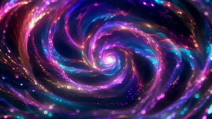 Wall Mural - Vibrant Digital Animation of a Cosmic Spiral Galaxy in Vivid Colors: Abstract Representation of Space Phenomena and Science Fiction Concepts.