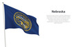 Isolated waving flag of Nebraska is a state United States