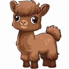 Wall Mural -  brown llama with large eyes against a plain white backdrop, budget-friendly, effortless, and uncomplicated