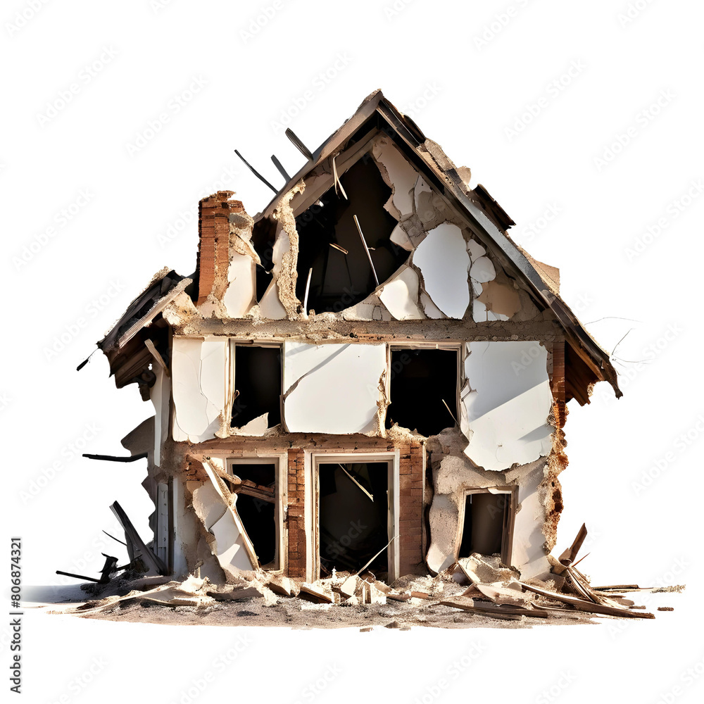 Broken house isolated on transparent background, png Stock Photo ...