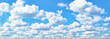 white clouds on blue sky, panoramic background