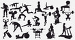 © Pro Silhouettes - Fitness and gym silhouette concept. Collection of  physical exercise workout.