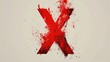 Red letter X in ink, designed in a grungy vector style