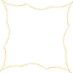 Christmas wreath gold illustration on transparent background.
