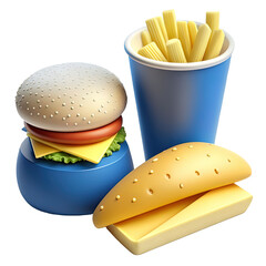 Wall Mural - Fast food icon, 3D render style, isolated on white or transparent background, cutout.