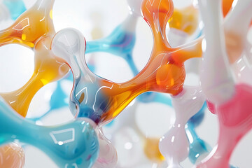 Colorful Abstract Network of Fluid Shapes and Streams Demonstrating Connection and Flow