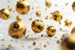 © Generative ART - Golden Lottery Balls Floating in Mid-Air with Dynamic Motion and Shimmering Particles