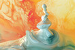 Surreal liquid sculpture in abstract orange ambiance