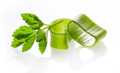 Wall Mural - Green onion with parsley in closeup