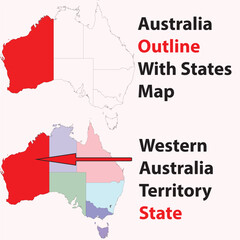 Australia , Western Australia,  vector, map, Western Australia map, outline, political , road, tourist, city, metro, railway, physical, satellite, states, Map vector