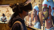 A student engrossed in a virtual reality simulation of ancient civilizations, exploring history and culture through immersive educational technology