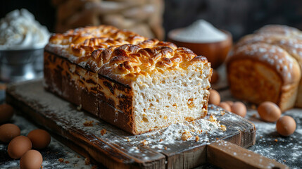 Canvas Print - A cake in a small rectangular bread 