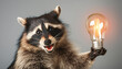 © Portraits - Eureka Moment: Clever Raccoon with Lightbulb Idea