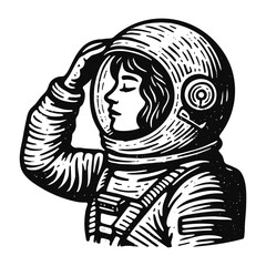 Wall Mural - woman astronaut in a spacesuit portrait illustration