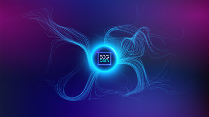 Fototapete - Data flow technology background. Information flow big data vector illustration.