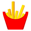 Cartoon french fries. Fast food french fries icon. Fastfood illustration. Vector isolated on white background.