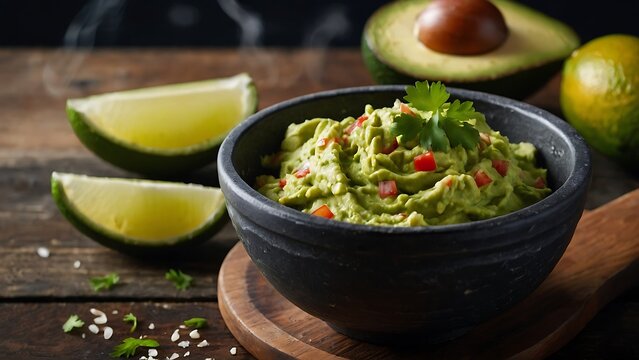 Tasty Mexican Guacamole With Fresh Ingredients In A Bowl
