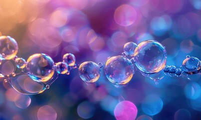 Wall Mural - Abstract background with water bubbles and colored light