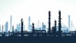 Discover detailed silhouettes of contemporary oil refinery structures tailored for engineering precision and excellence.