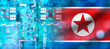Digital board. North Korea flag. Electronics made in North Korea. Microboard production. Supply of computer equipment to DPRK. Import of electronic boards. Electronics industry. Computer techologies