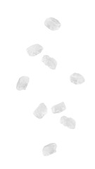 Wall Mural - falling sea salt isolated on white background, full depth of field