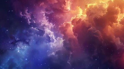 Wall Mural - cosmic space nebula with swirling colorful clouds and twinkling stars astronomy wallpaper