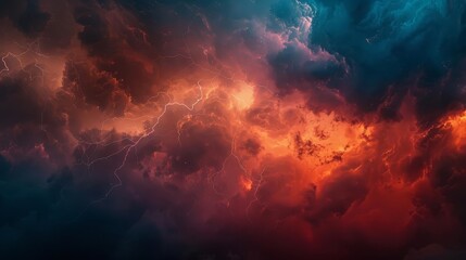 Canvas Print - divine fury dramatic lightning storm illuminating turbulent skies abstract background