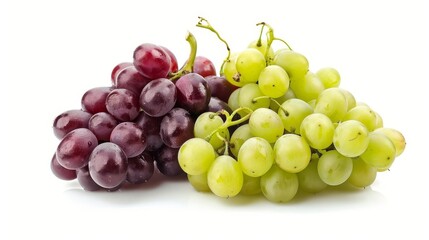 Wall Mural - fresh red and green grapes bunch isolated on white background cut out